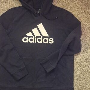 Adidas Men's Navy Hoodie with White Logo